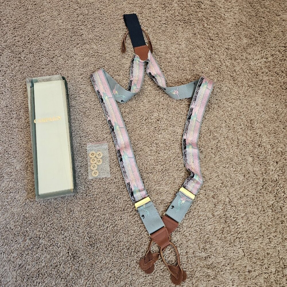NIB Vintage Campaign Nordstrom Suspenders Old Stock Gray Mermaid Retro Unisex - Picture 7 of 9